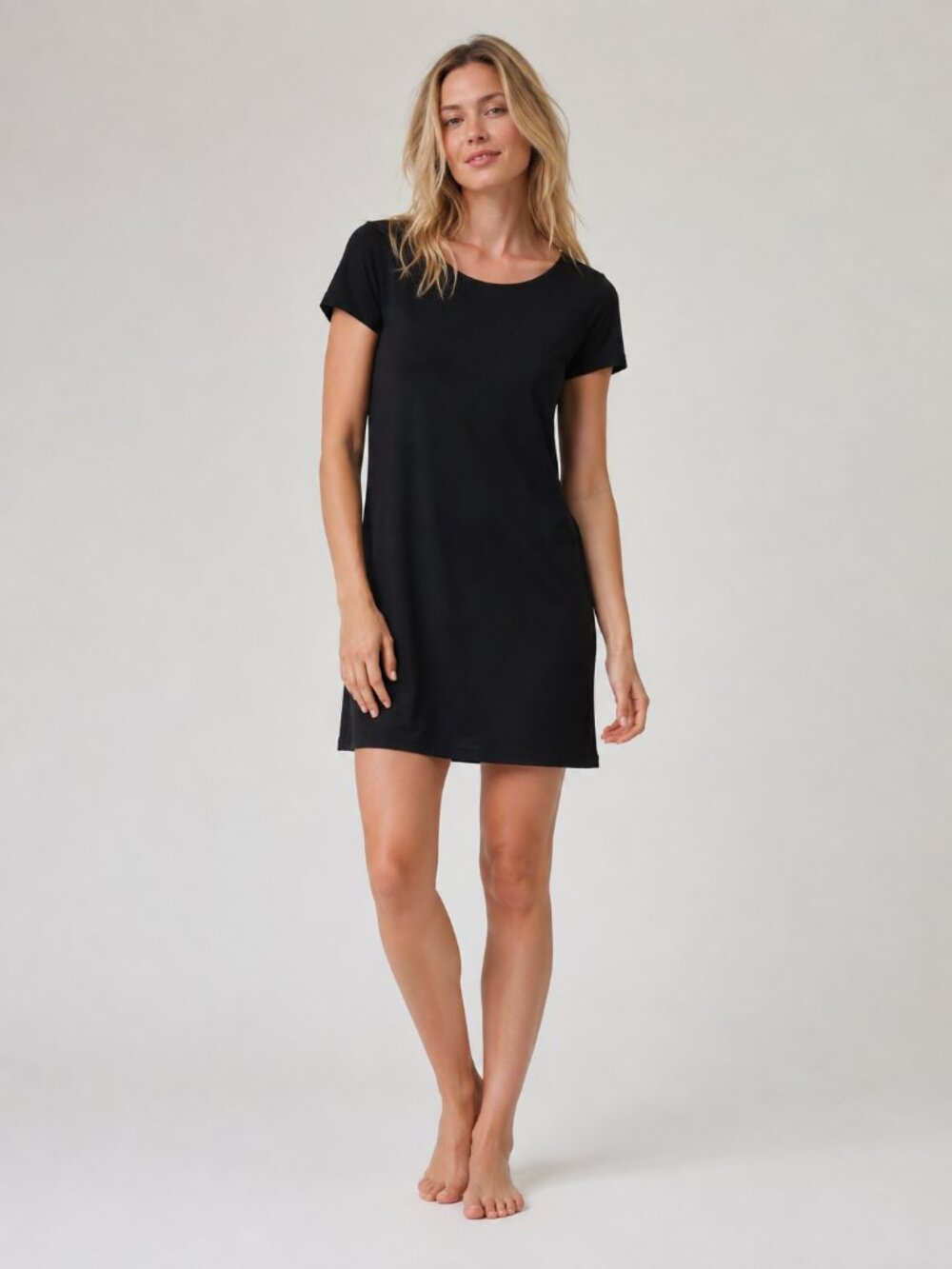 2/$30 Chico's LBD Cap Sleeve T-Shirt Dress Black 6 #A4189
